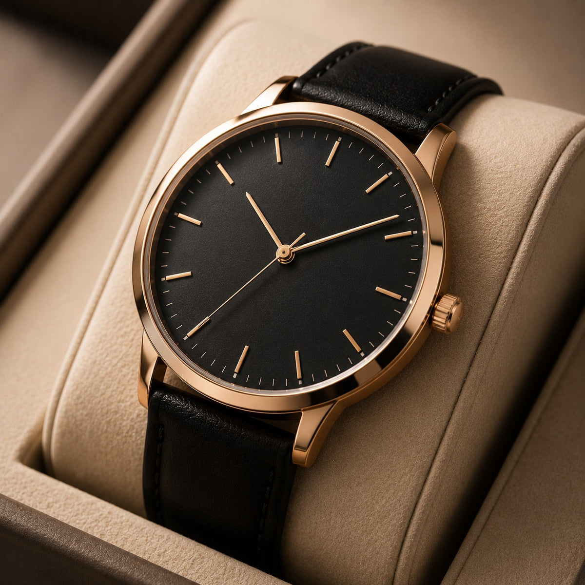 Ruhan Hub™ Classic Black & Gold Minimalist Wristwatch