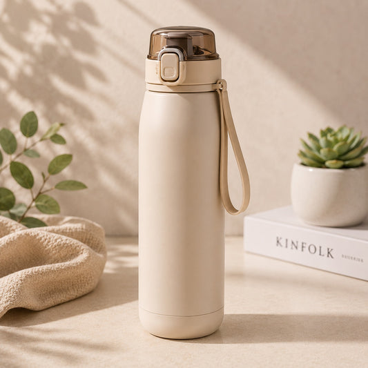 Insulated Water Bottle with Straw Lid & Carry Strap